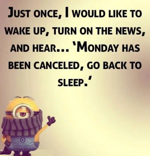 Minion says Monday has been cancelled